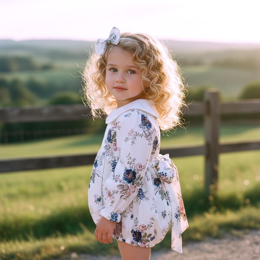 Peter Pan Collar Liberty Bubble Romper: Floral Print Cotton, Short Sleeve