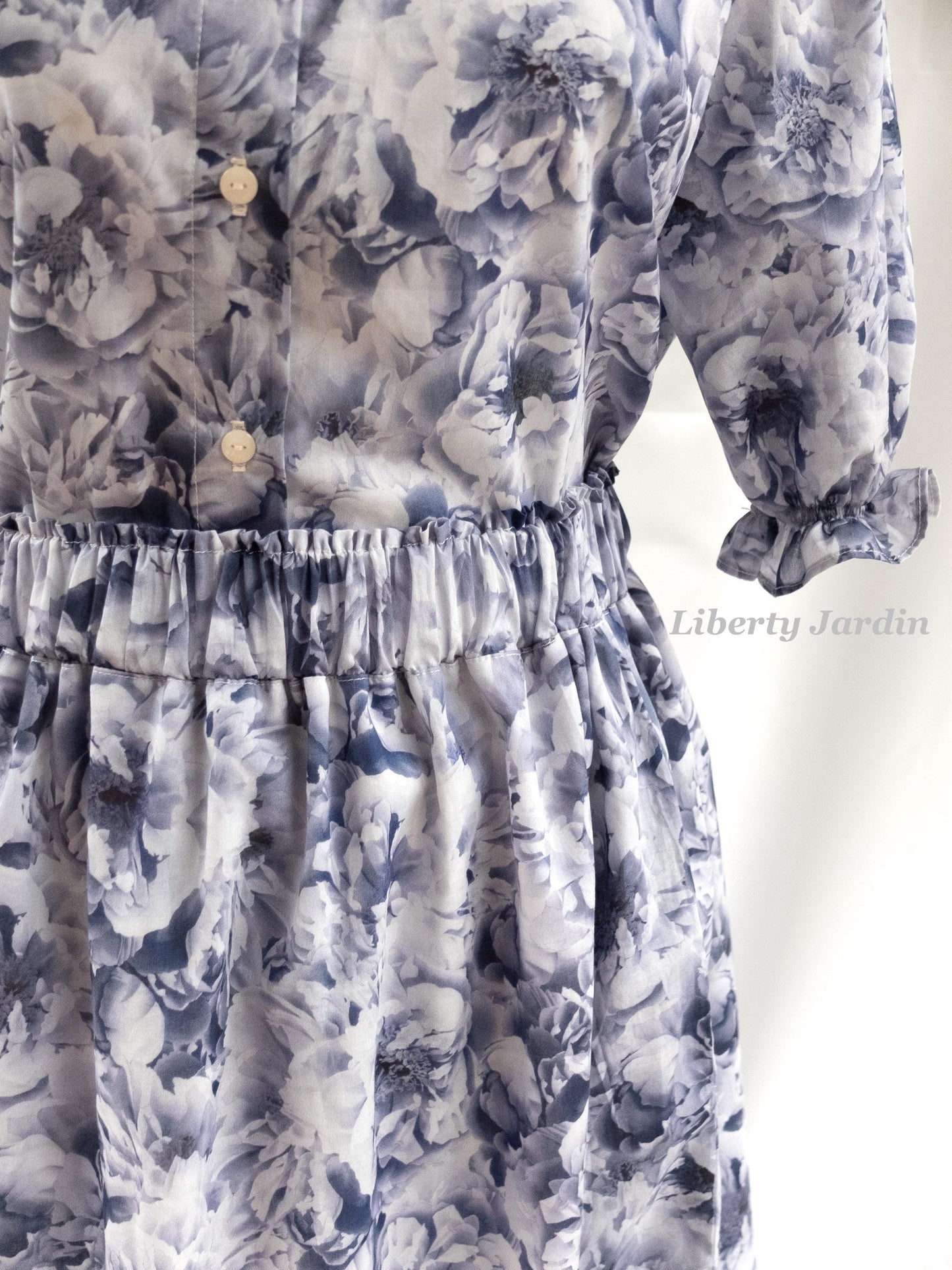 Liberty London Midi Skirt, Peony Print Cotton Lawn, Elastic Waist