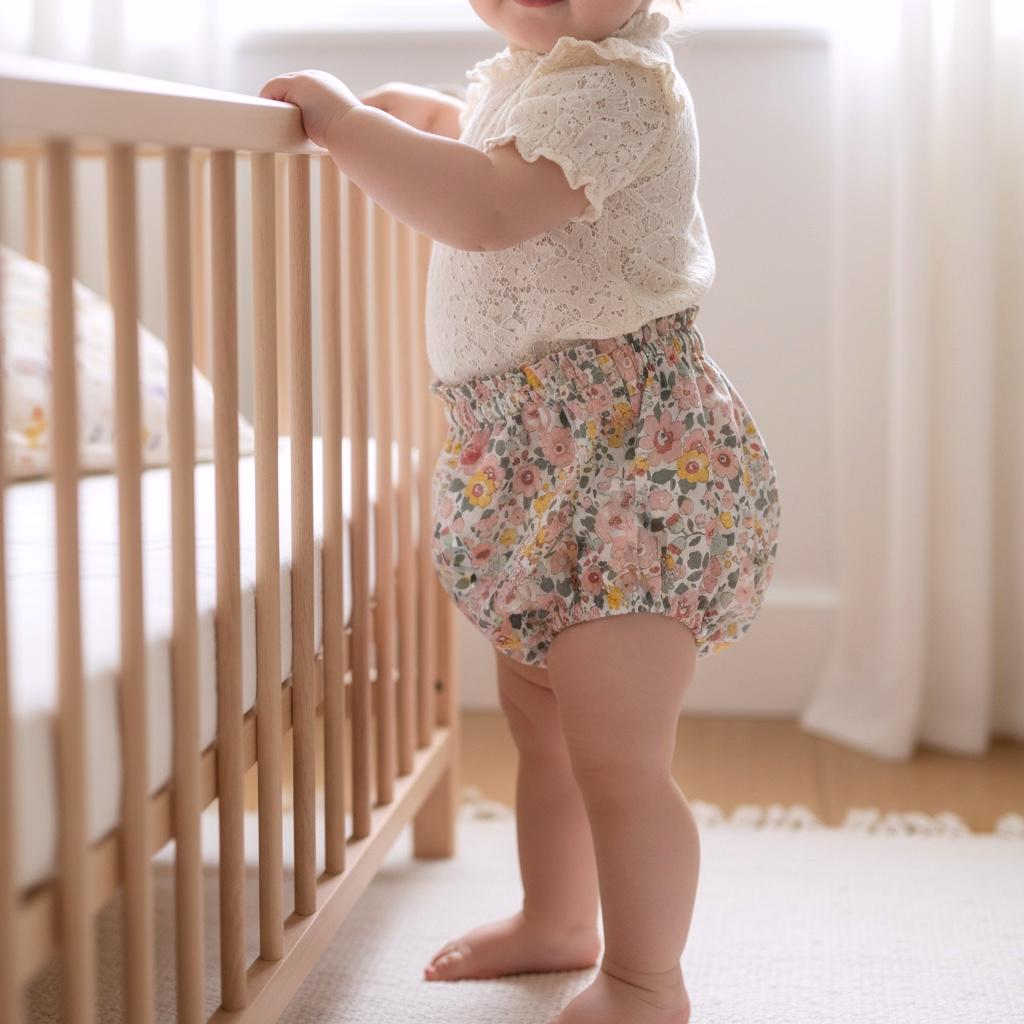 Liberty London Baby Bloomer, Ditsy Floral Print, Ruffle Nappy Cover