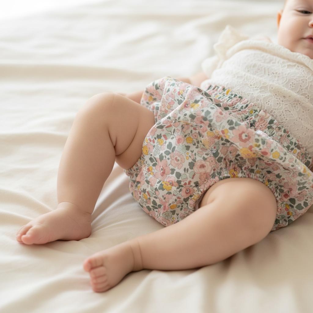 Liberty London Baby Bloomer, Ditsy Floral Print, Ruffle Nappy Cover