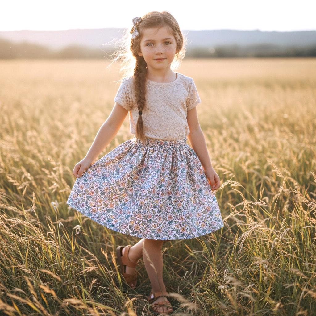 Liberty London Floral Skirt, Girls Cotton Tana Lawn A-Line Skirt