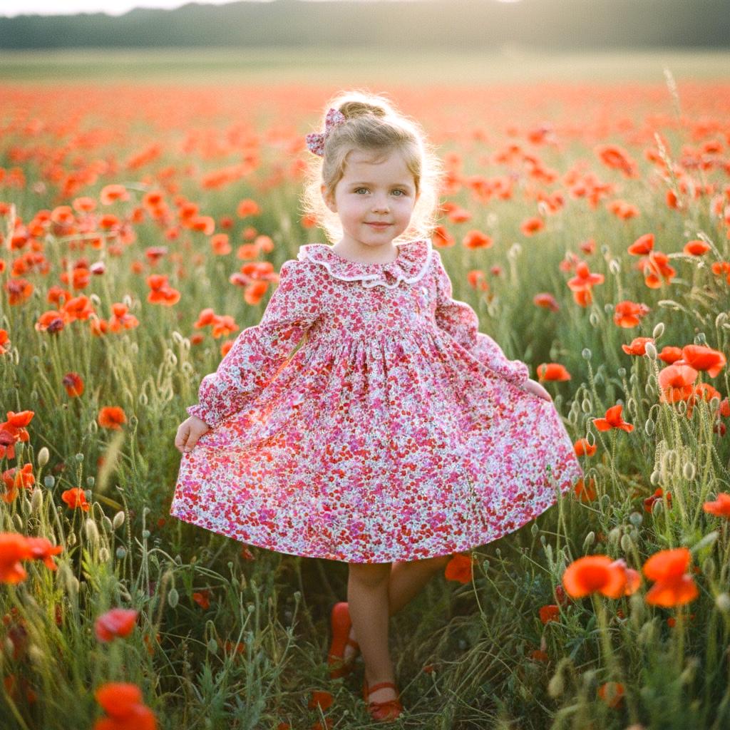 Handmade Liberty London Dress, Red Floral Cotton Tana Lawn, Pierrot Collar