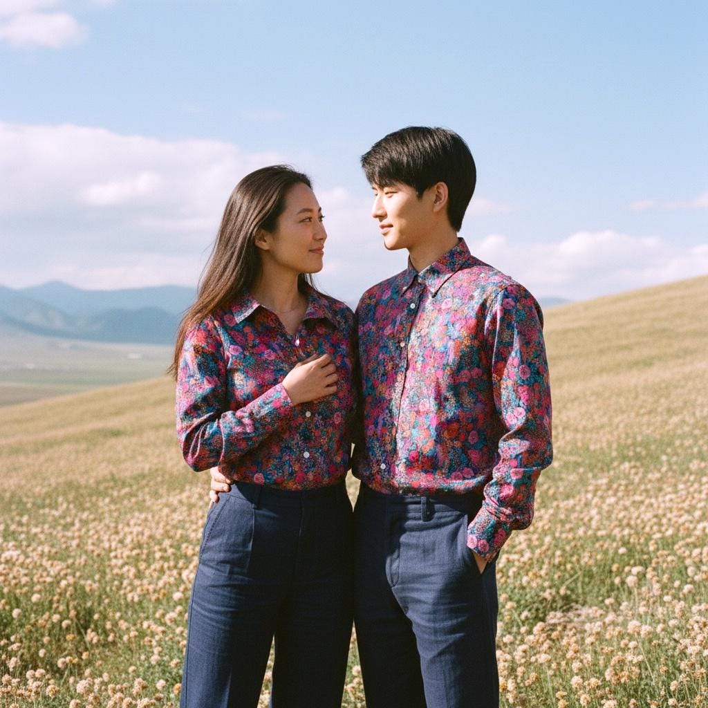 Liberty London Floral Cotton Shirt, Long Sleeve Button-Up, Matching Couple Outfit