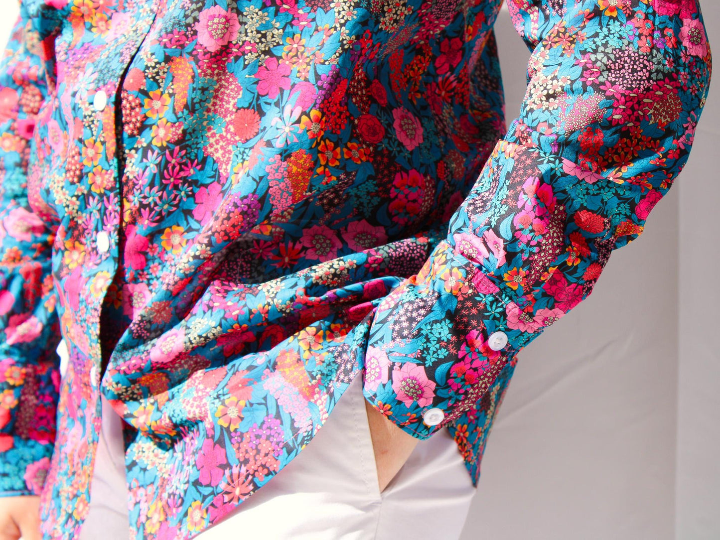 Liberty London Floral Cotton Shirt, Long Sleeve Button-Up, Matching Couple Outfit