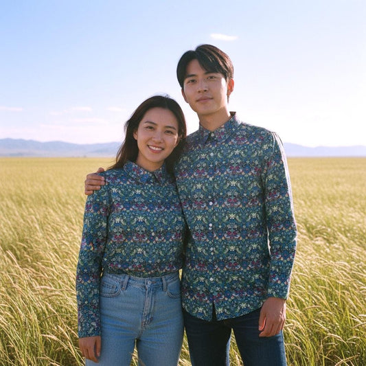 Liberty London Cotton Couple Shirts, Long Sleeve Matching Outfits