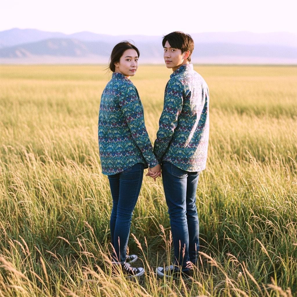 Liberty London Cotton Couple Shirts, Long Sleeve Matching Outfits