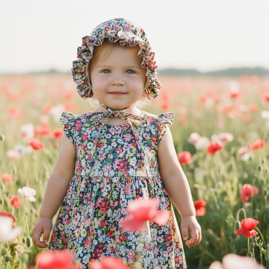 Liberty London Floral Ruffle Bonnet, Reversible Sun Hat
