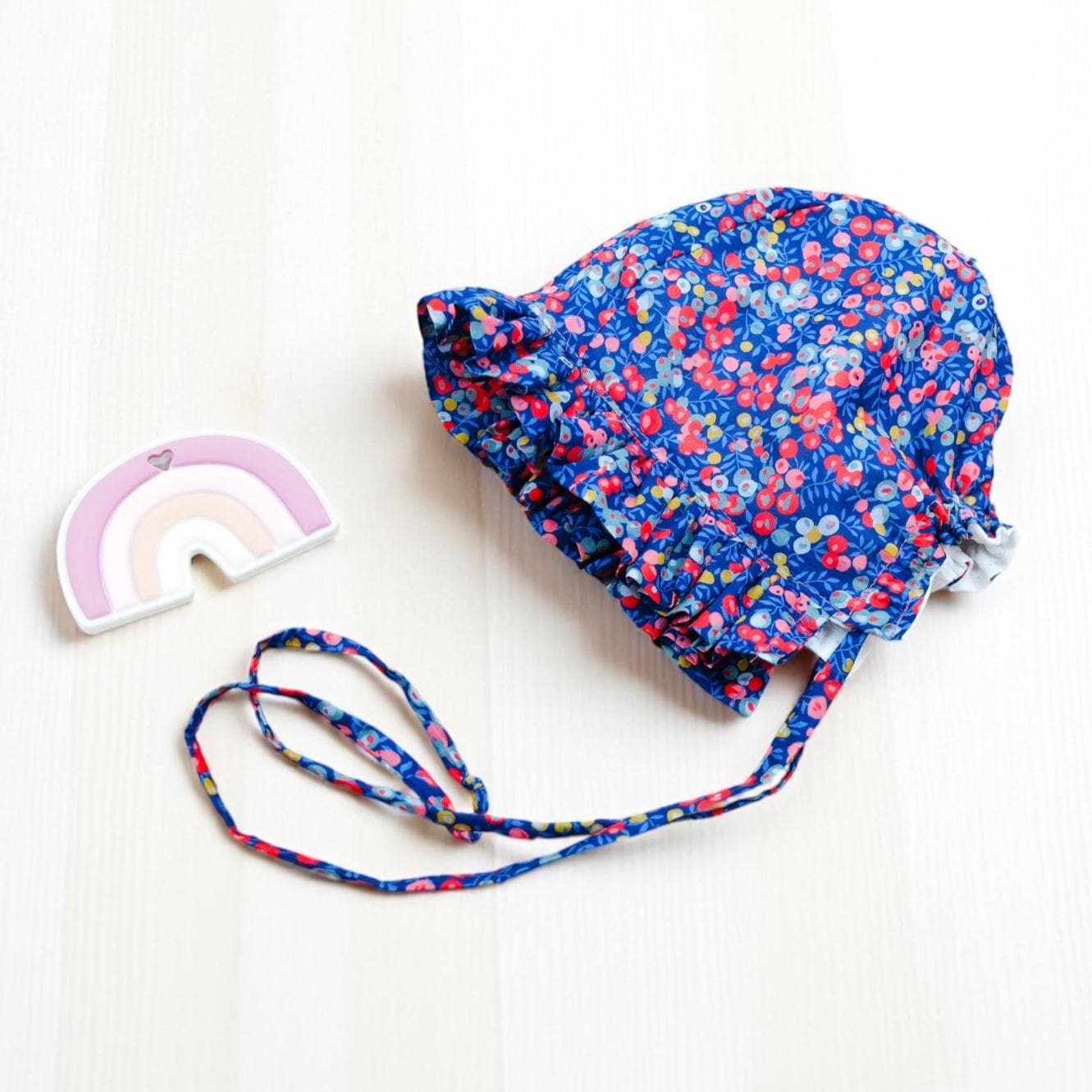 Liberty London Floral Ruffle Bonnet, Handmade Cotton Sun Hat