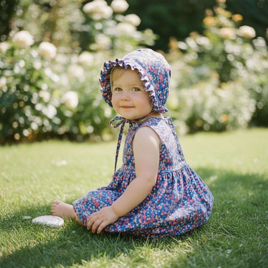Liberty London Floral Ruffle Bonnet, Handmade Cotton Sun Hat