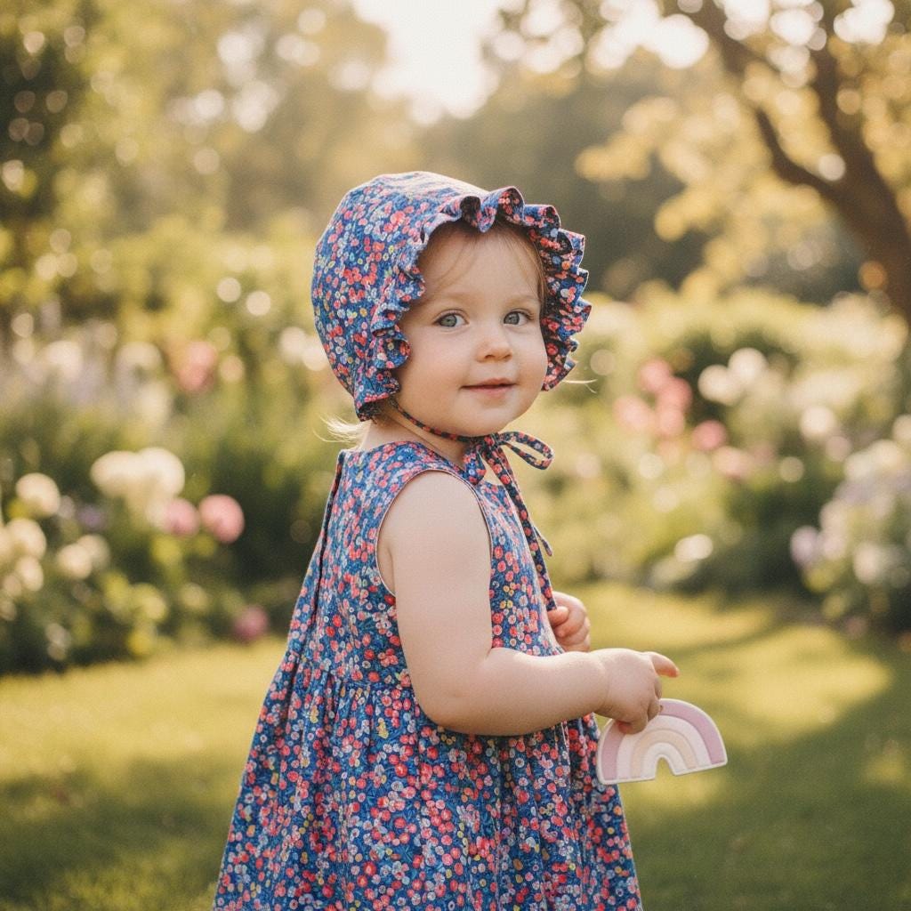 Liberty London Floral Ruffle Bonnet, Handmade Cotton Sun Hat