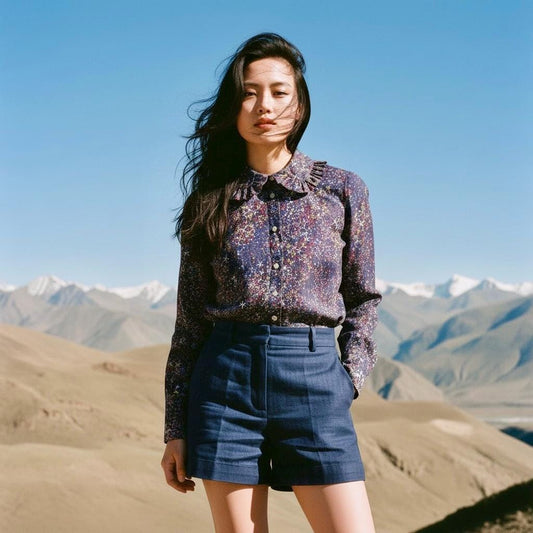 Liberty London Peter Pan Ruffle Collar Shirt: Long Sleeve Handmade Blouse, Ditsy Floral Top