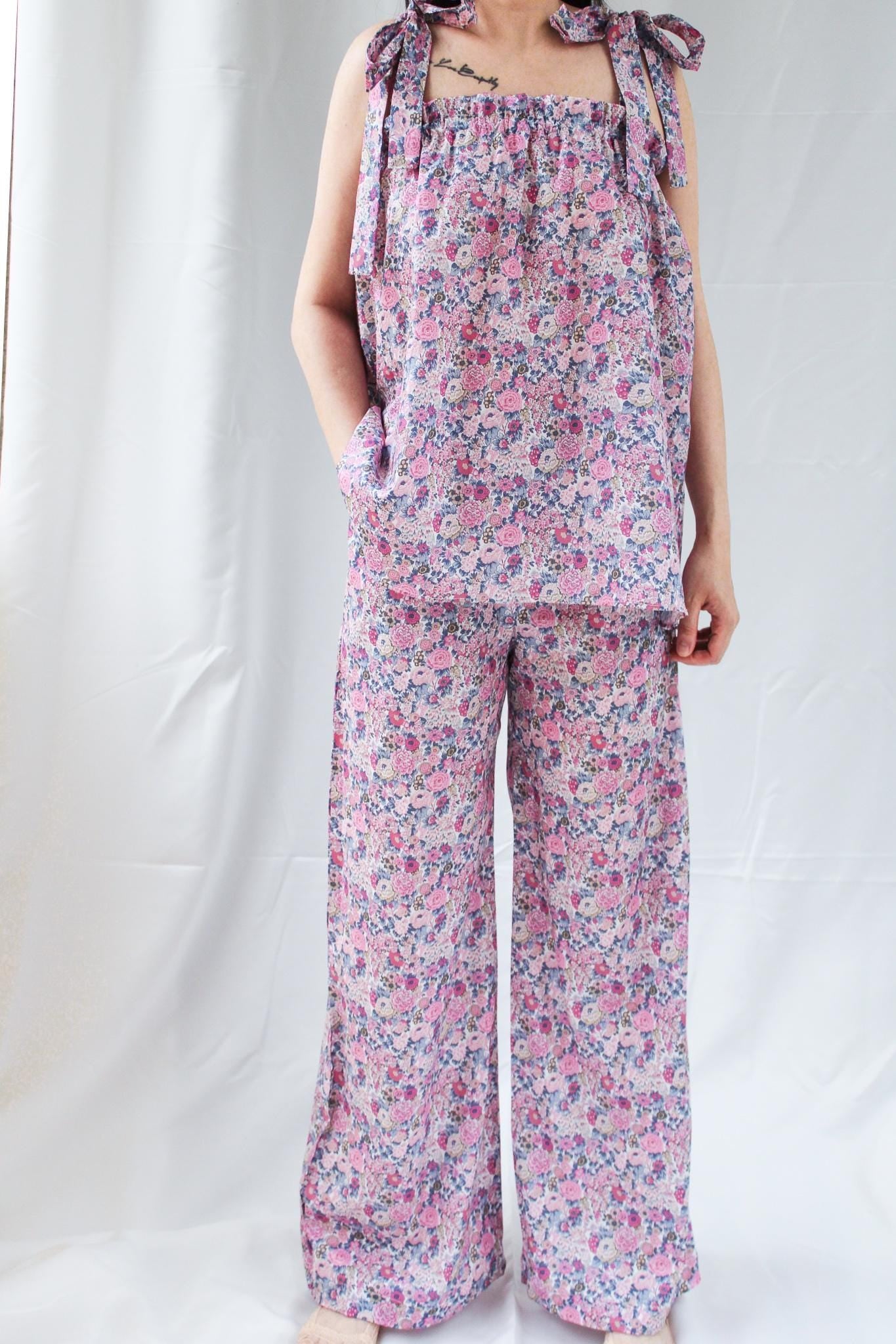Liberty London Floral Lounge Set, Tana Lawn Cotton Tank Top & Palazzo Pants