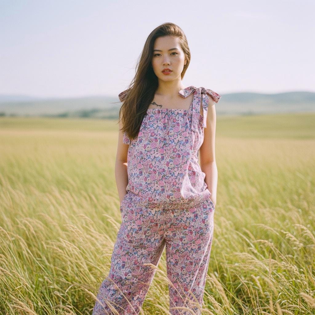 Liberty London Floral Lounge Set, Tana Lawn Cotton Tank Top & Palazzo Pants