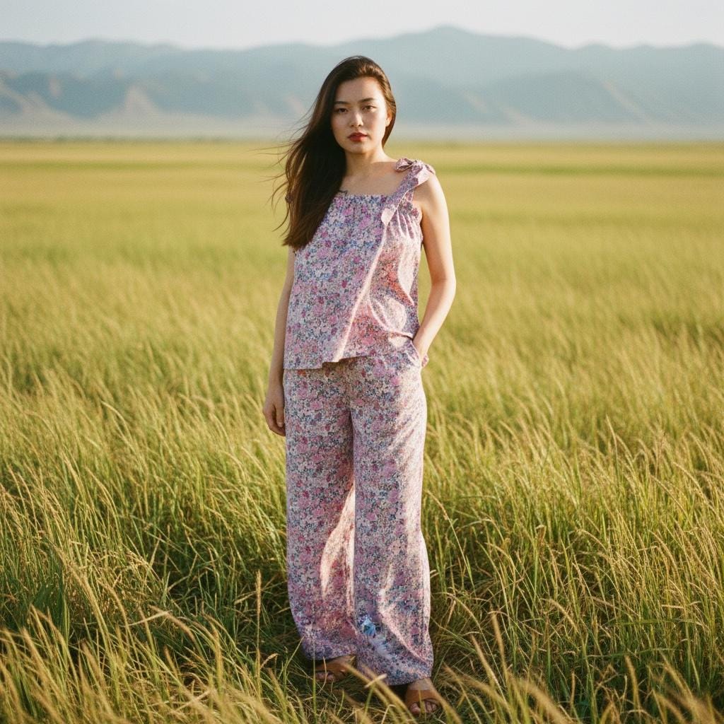 Liberty London Floral Lounge Set, Tana Lawn Cotton Tank Top & Palazzo Pants