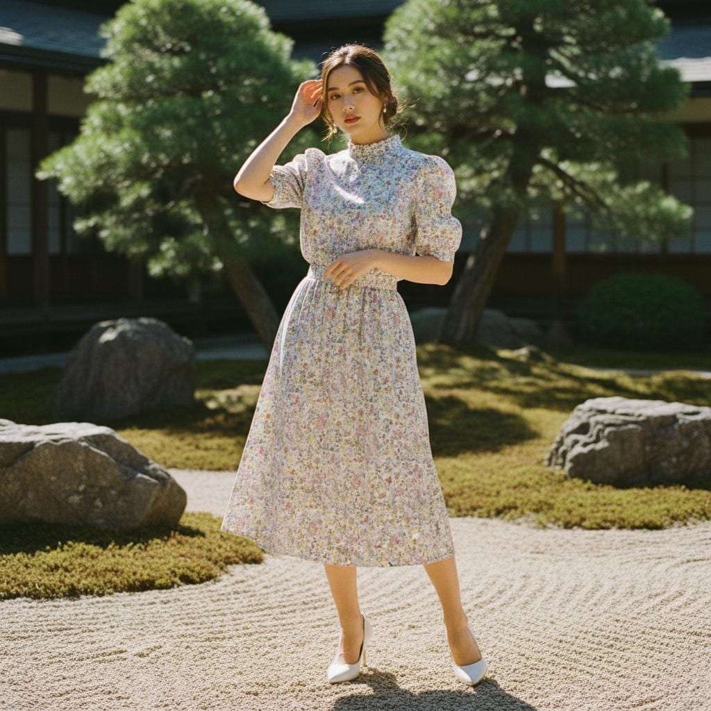 Liberty Floral Print Woman Shirt: Button Through Short Sleeves, Ditsy Botanical Blouse