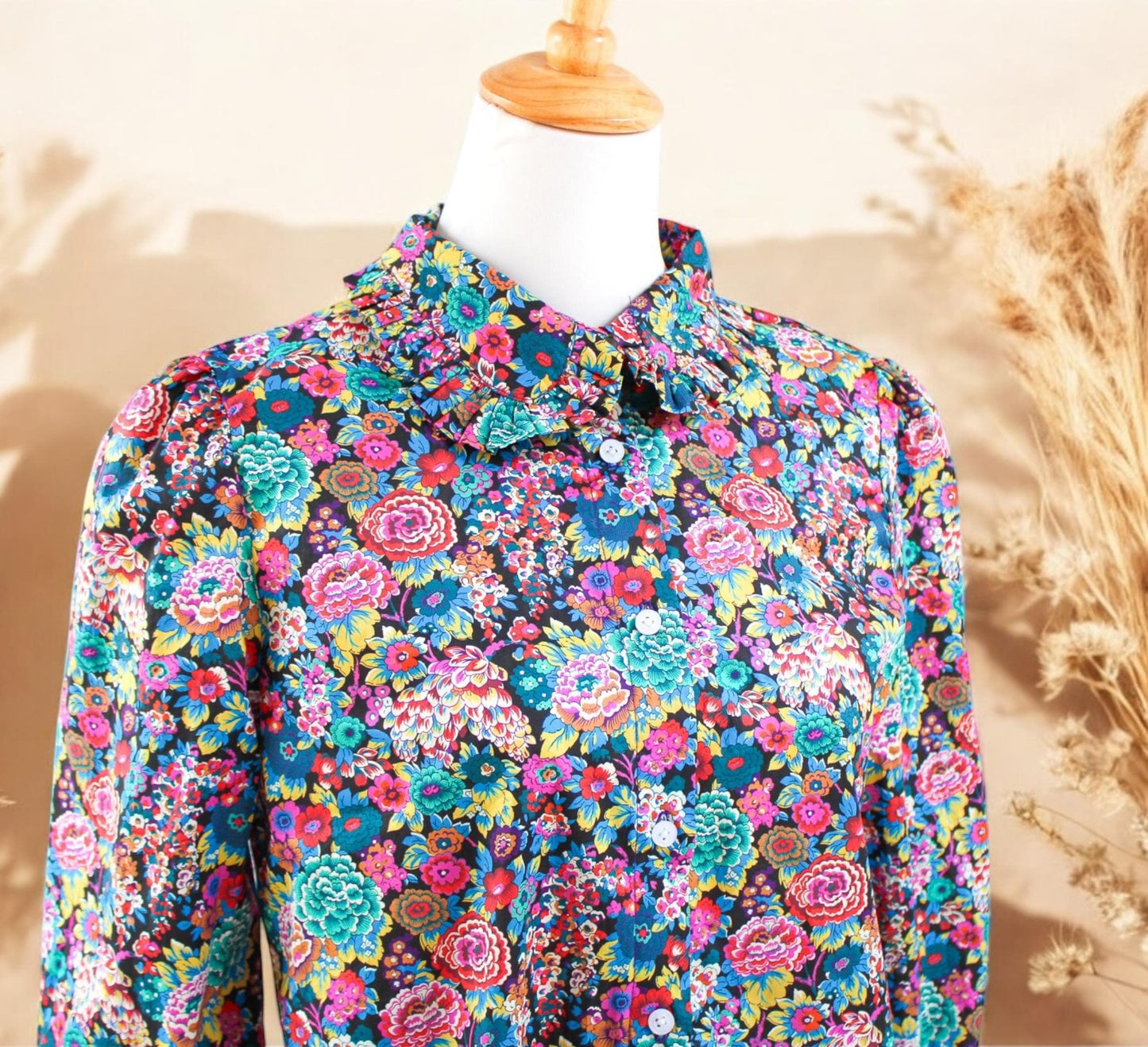 Liberty London Blouse, Botanical Print Cotton Tana Lawn Shirt
