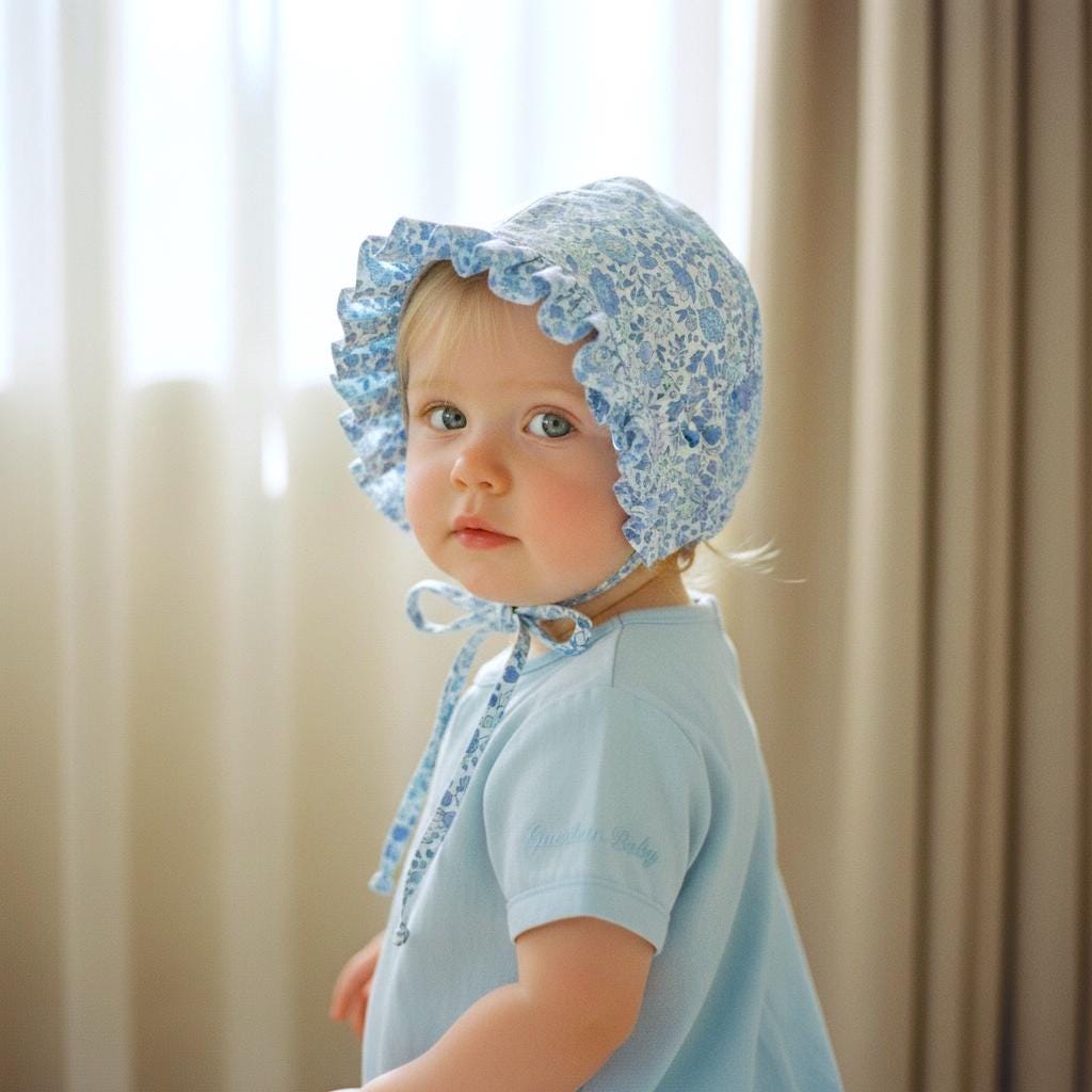 Liberty London Ruffle Brim Bonnet, Floral Cotton Tana Lawn Sun Hat