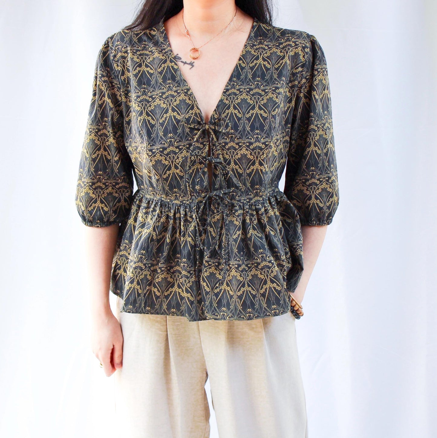 Liberty London Cotton Loungewear Set, Handmade Palazzo Pants & Blouse