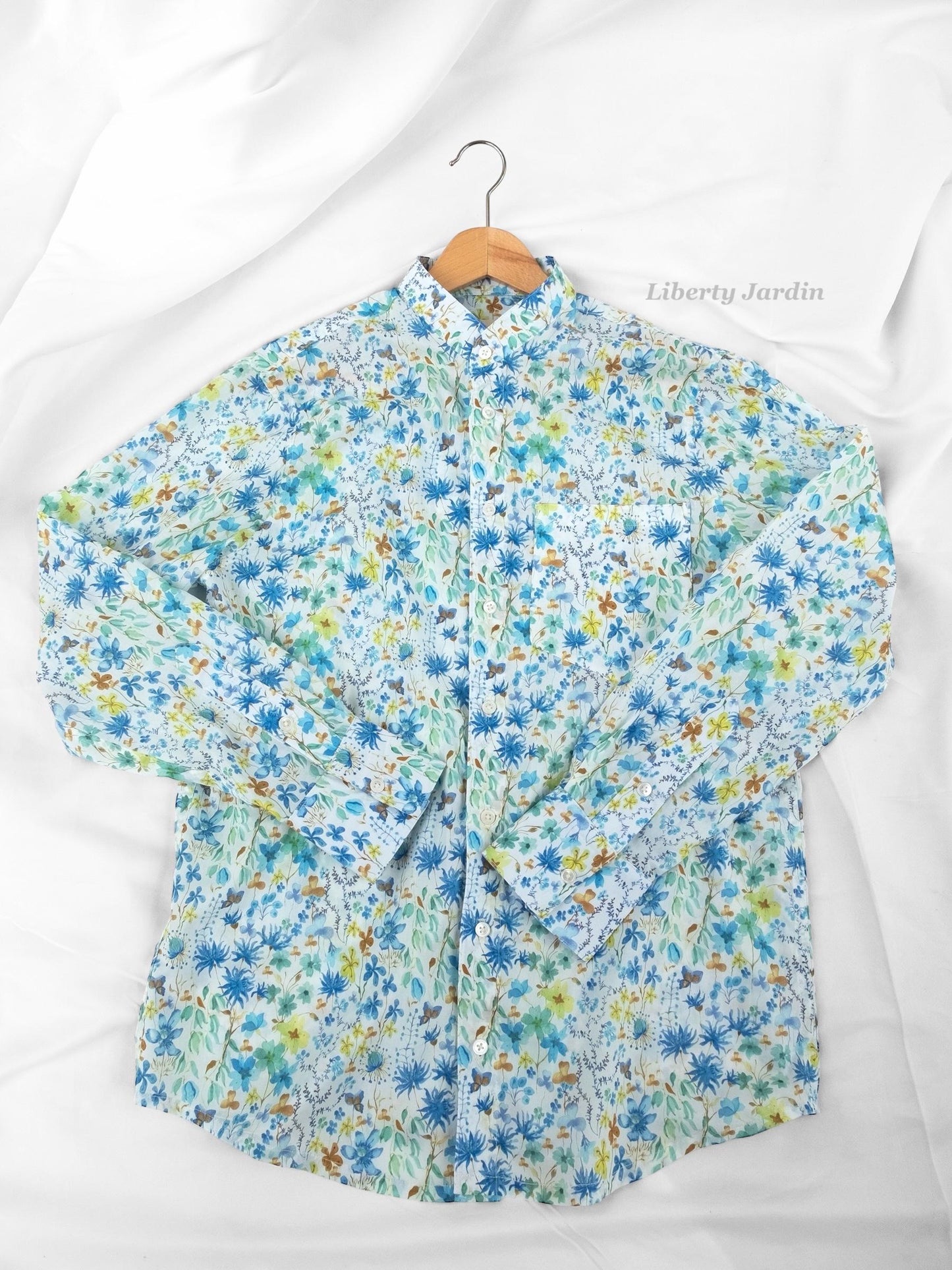 Liberty London Floral Shirt, Mandarin Collar, Slim Fit Tana Lawn Cotton