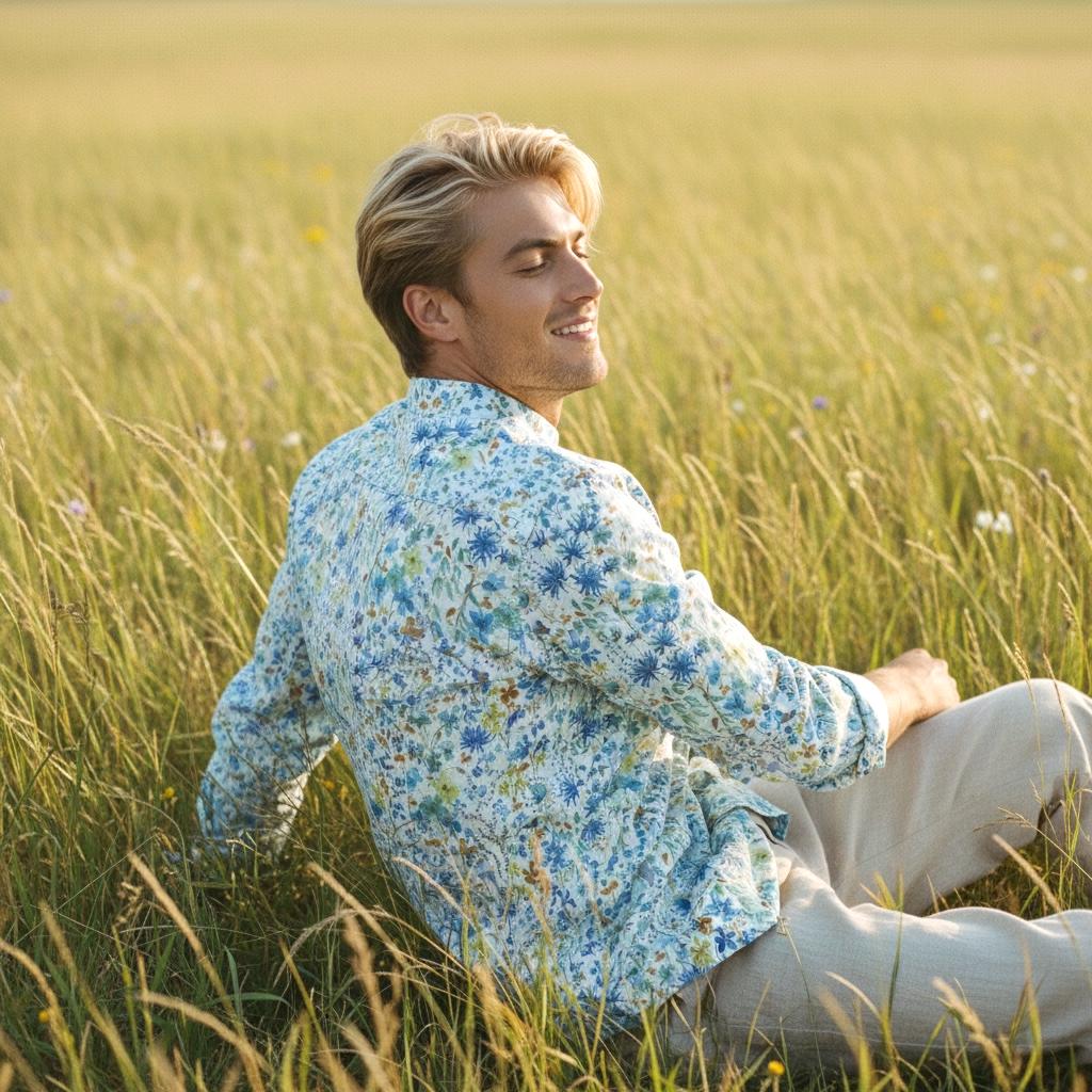 Liberty London Floral Shirt, Mandarin Collar, Slim Fit Tana Lawn Cotton