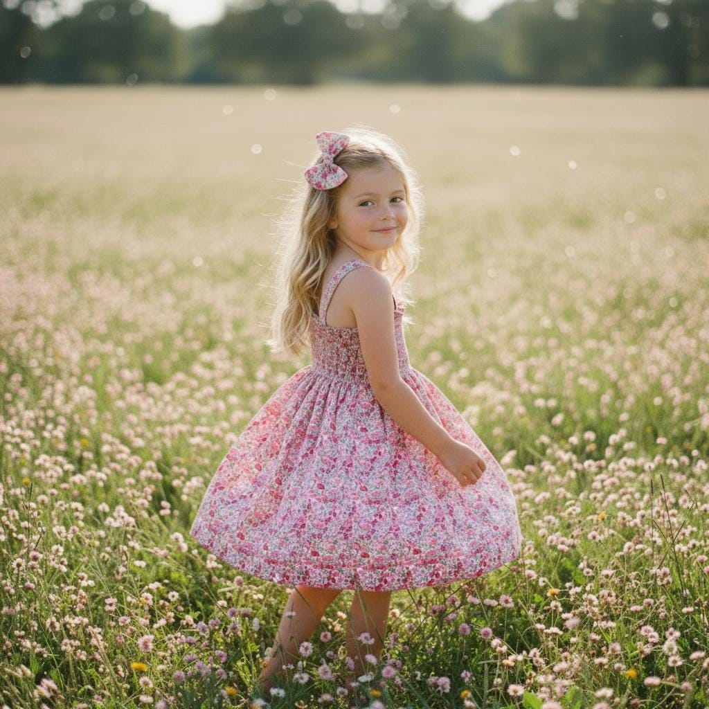 Liberty London Floral Smock Dress, Tana Lawn Cotton, Girl's Sun Dress