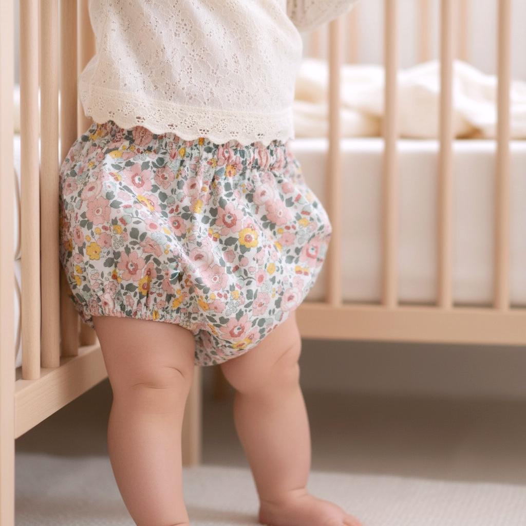 Liberty London Baby Bloomer, Ditsy Floral Print, Ruffle Nappy Cover