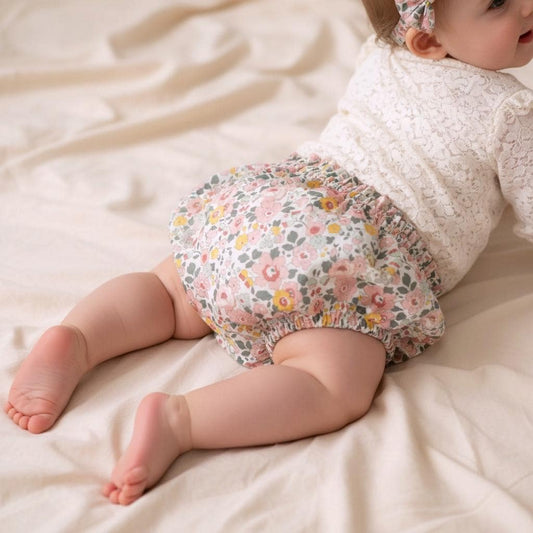 Liberty London Baby Bloomer, Ditsy Floral Print, Ruffle Nappy Cover