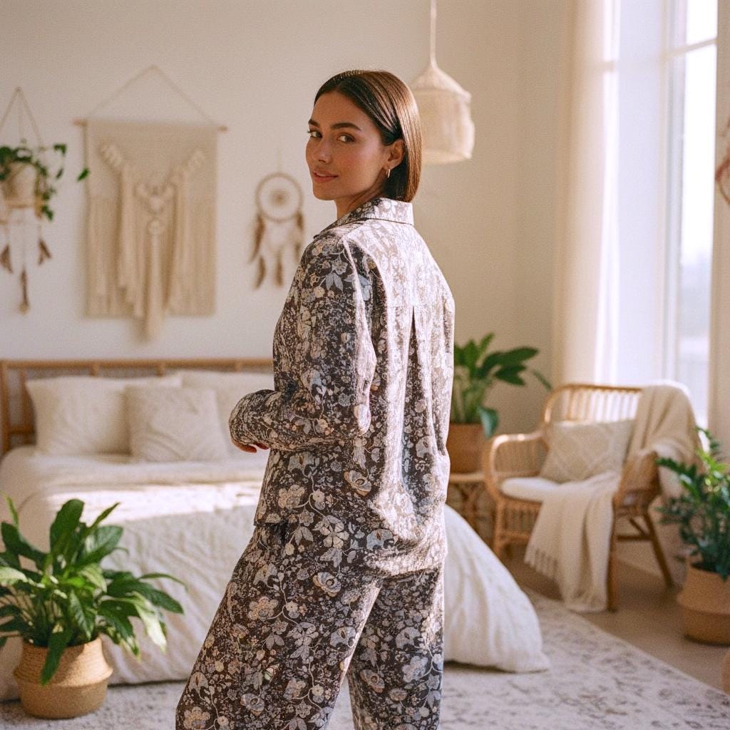 Liberty London Palazzo Pants, Botanical Floral Print Cotton Tana Lawn, Handmade