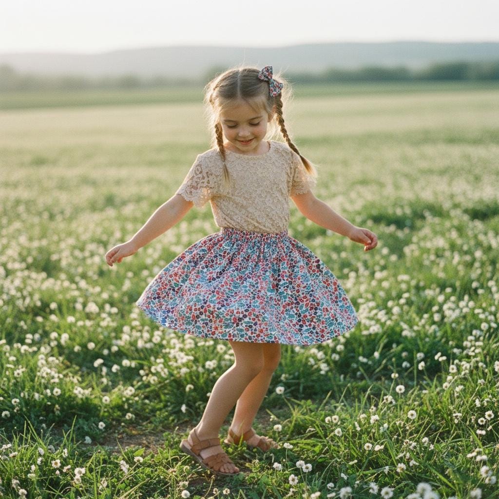 Liberty London Girls Skater Skirt, Floral Print Cotton Tana Lawn