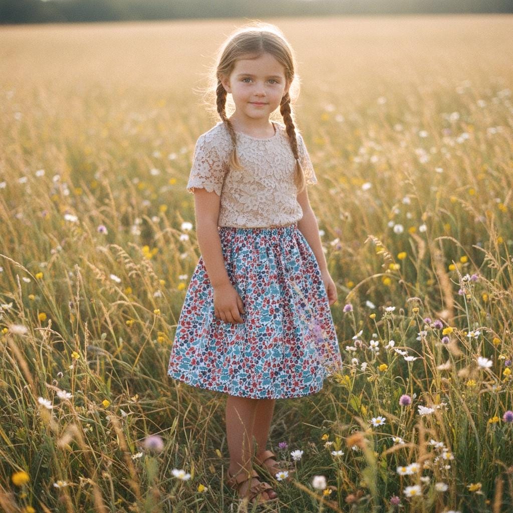 Liberty London Girls Skater Skirt, Floral Print Cotton Tana Lawn