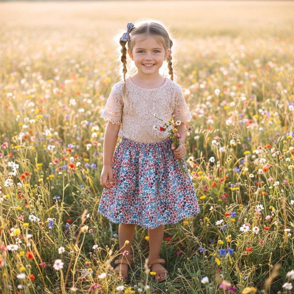 Liberty London Girls Skater Skirt, Floral Print Cotton Tana Lawn