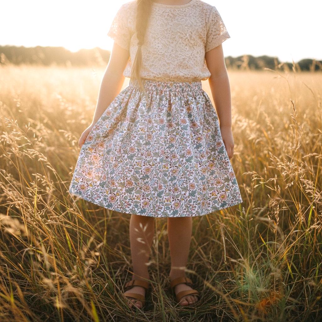 Liberty London Floral Skirt, Girls Cotton Tana Lawn A-Line Skirt