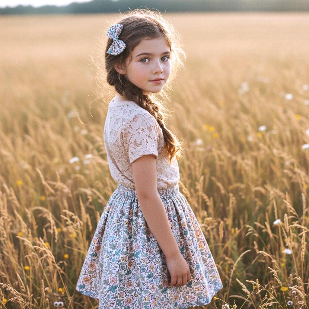 Liberty London Floral Skirt, Girls Cotton Tana Lawn A-Line Skirt