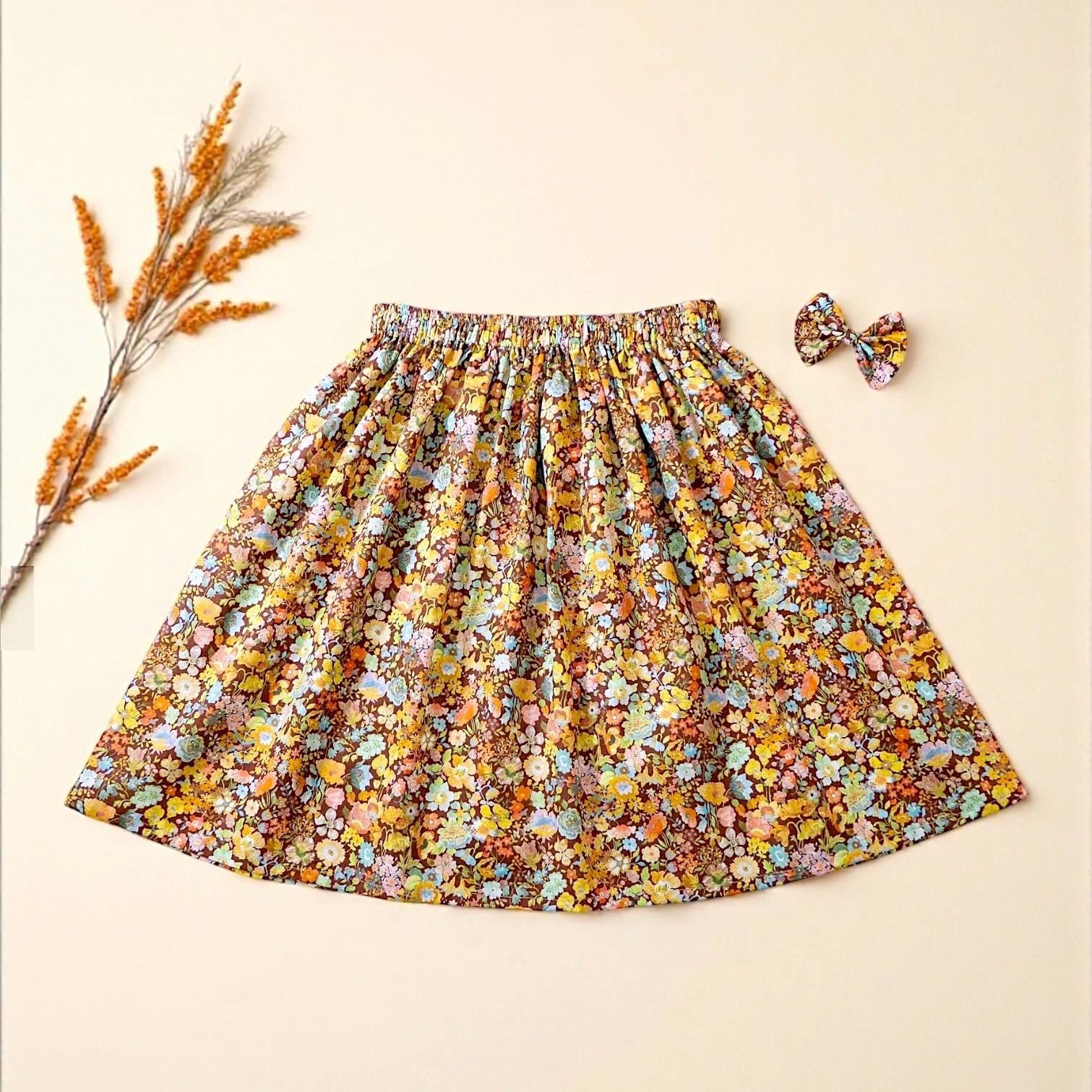 Liberty London Girl's Skirt, Tana Lawn Cotton, Botanical Floral