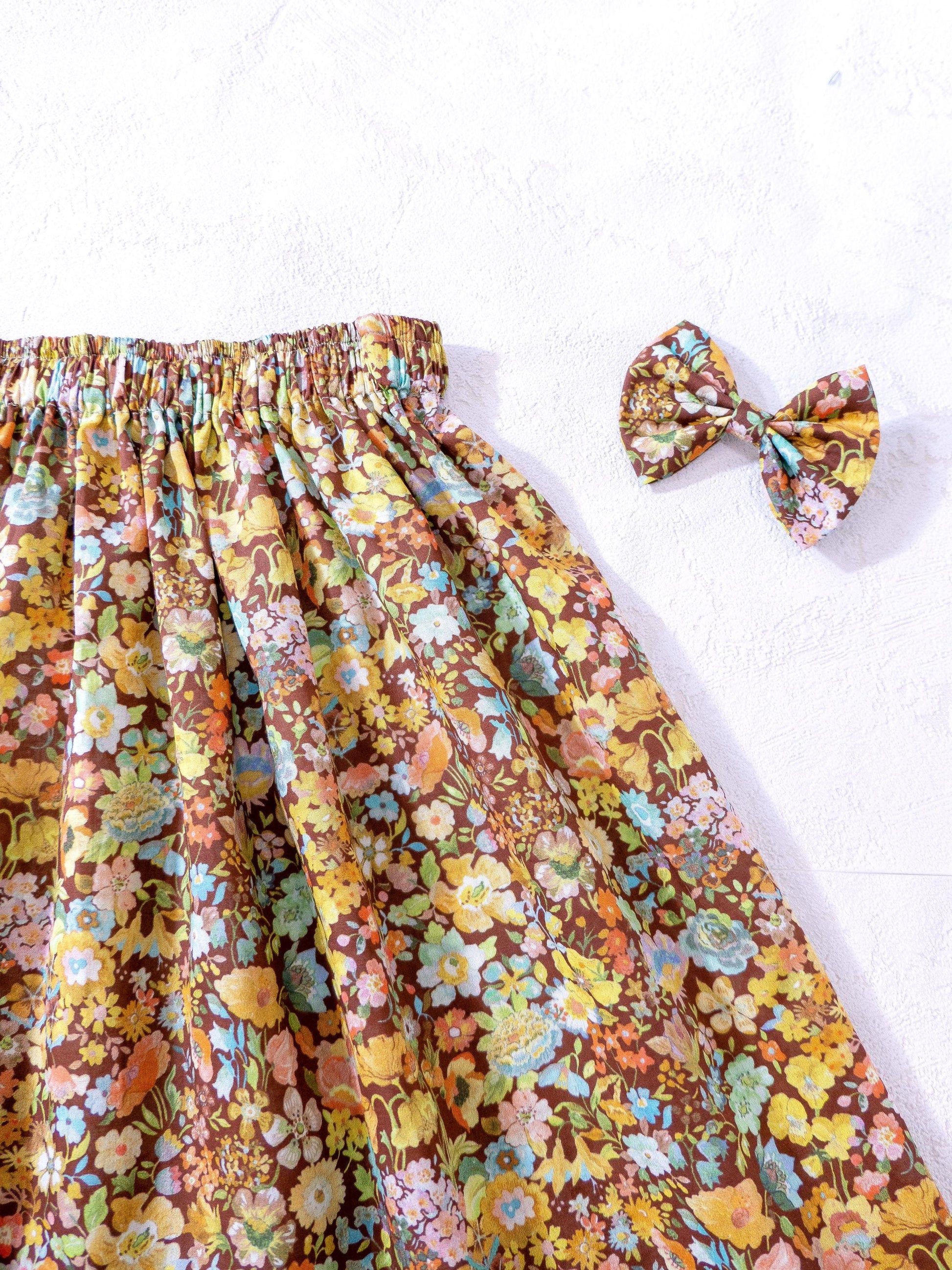 Liberty London Girl's Skirt, Tana Lawn Cotton, Botanical Floral