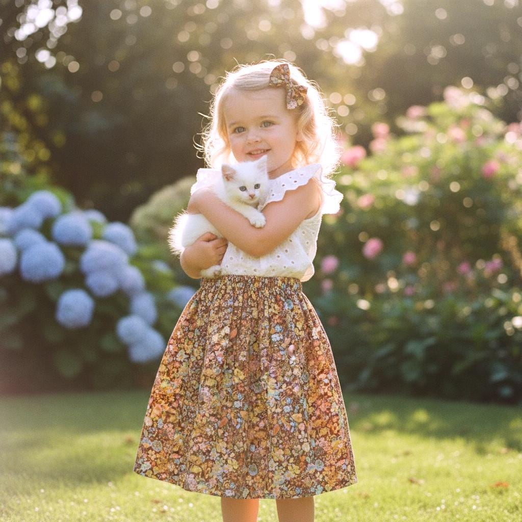 Liberty London Girl's Skirt, Tana Lawn Cotton, Botanical Floral