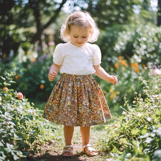 Liberty London Girl's Skirt, Tana Lawn Cotton, Botanical Floral