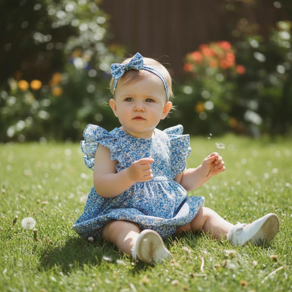 Liberty London Baby Bubble Romper, Ditsy Floral Print Playsuit, English Cotton Tana Lawn Onesie