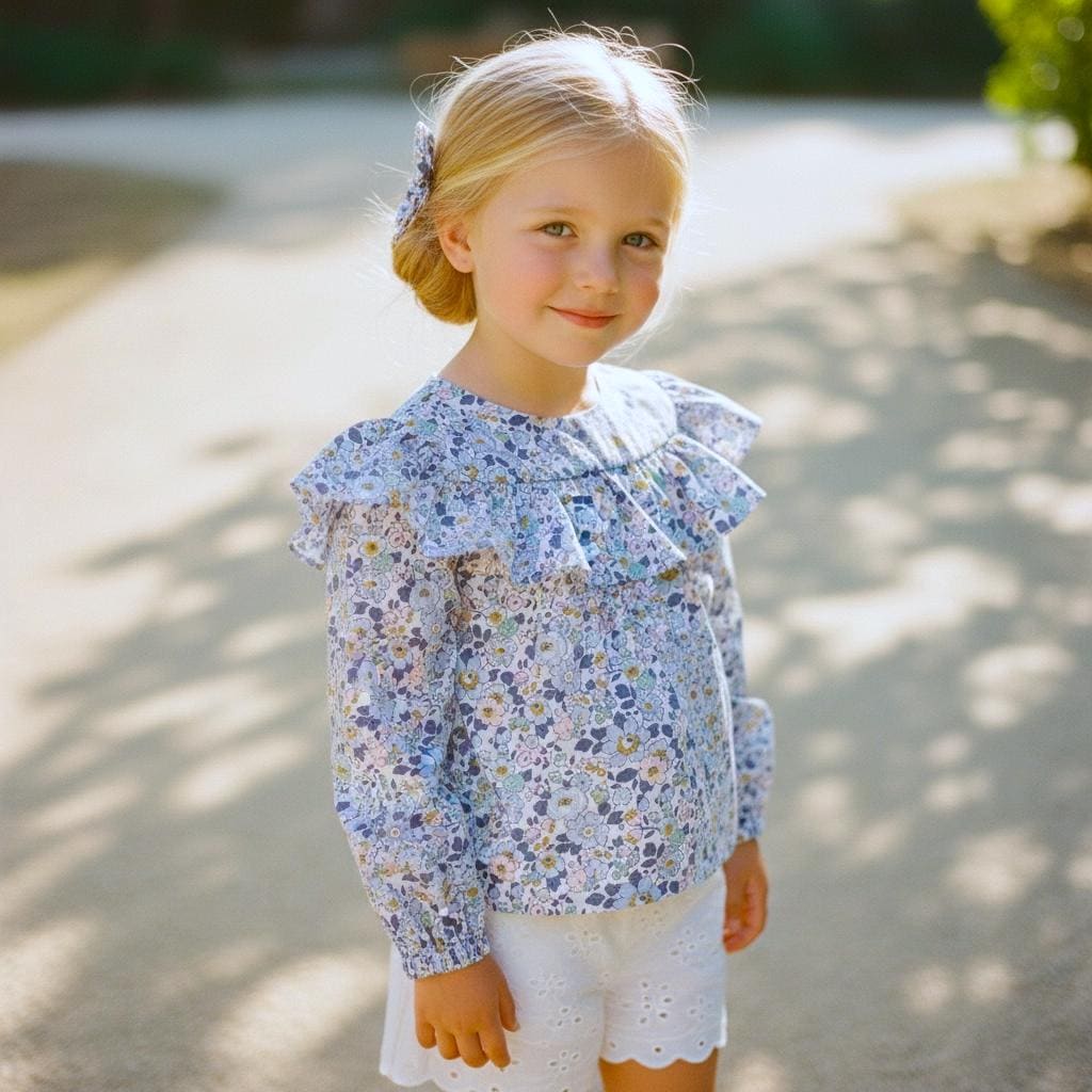 Liberty of London Floral Blouse: Ruffle Puffy Sleeves, Summer Baby Top