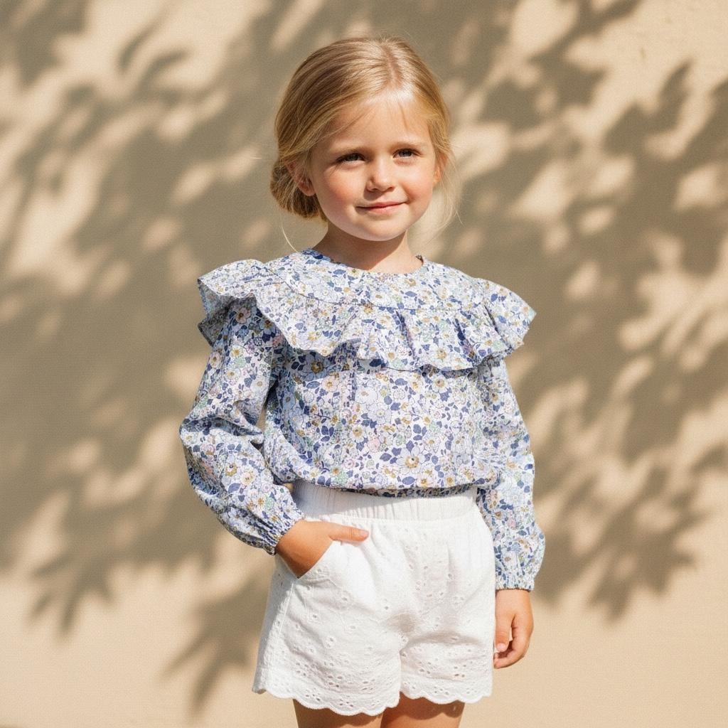 Liberty of London Floral Blouse: Ruffle Puffy Sleeves, Summer Baby Top
