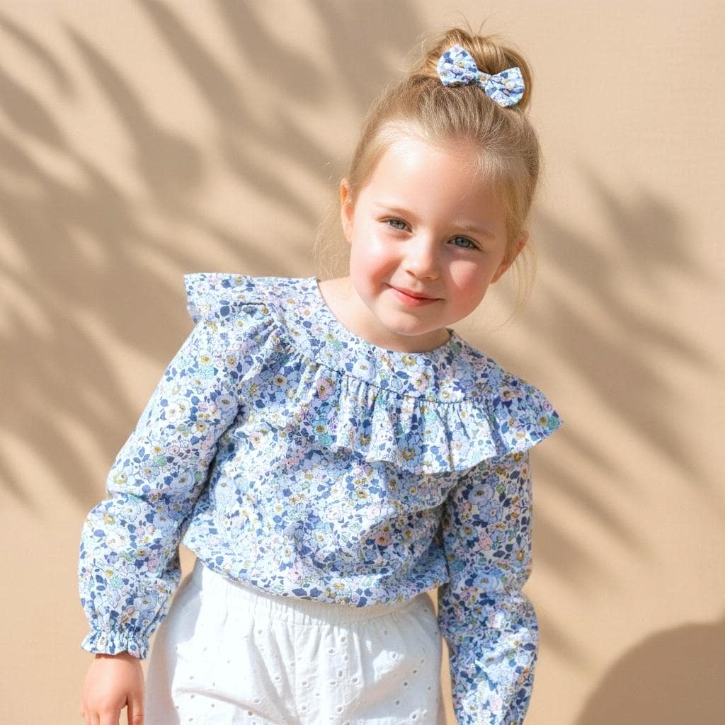 Liberty of London Floral Blouse: Ruffle Puffy Sleeves, Summer Baby Top