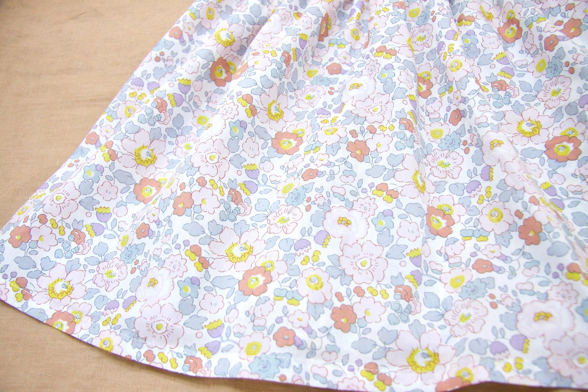 Liberty London Pastel Ruffle Sleeveless Sun Dress, Handmade Floral Print Cotton Tana Lawn Clothing