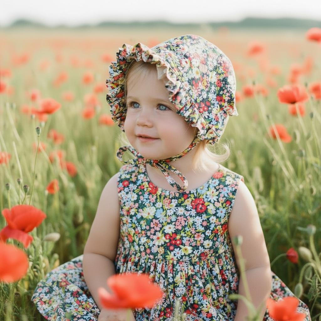 Liberty London Floral Ruffle Bonnet, Reversible Sun Hat