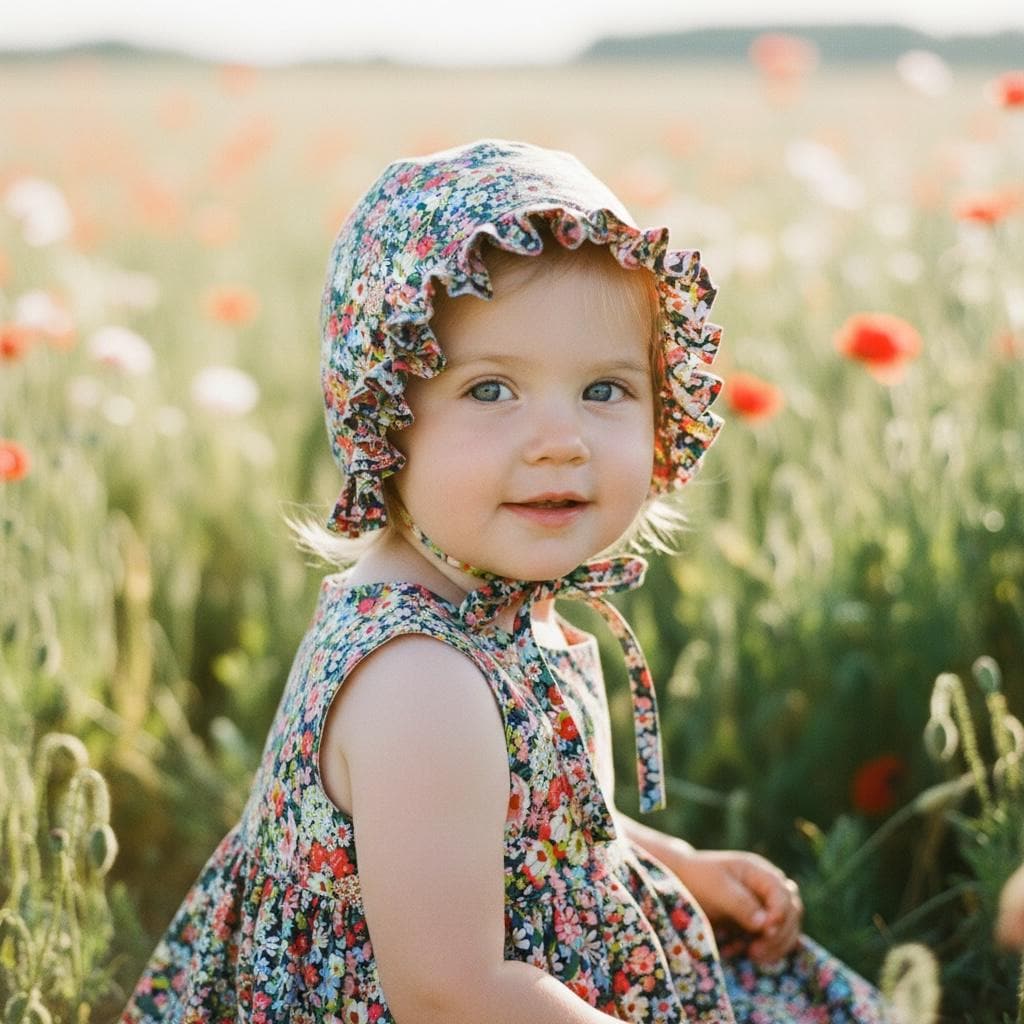 Liberty London Floral Ruffle Bonnet, Reversible Sun Hat