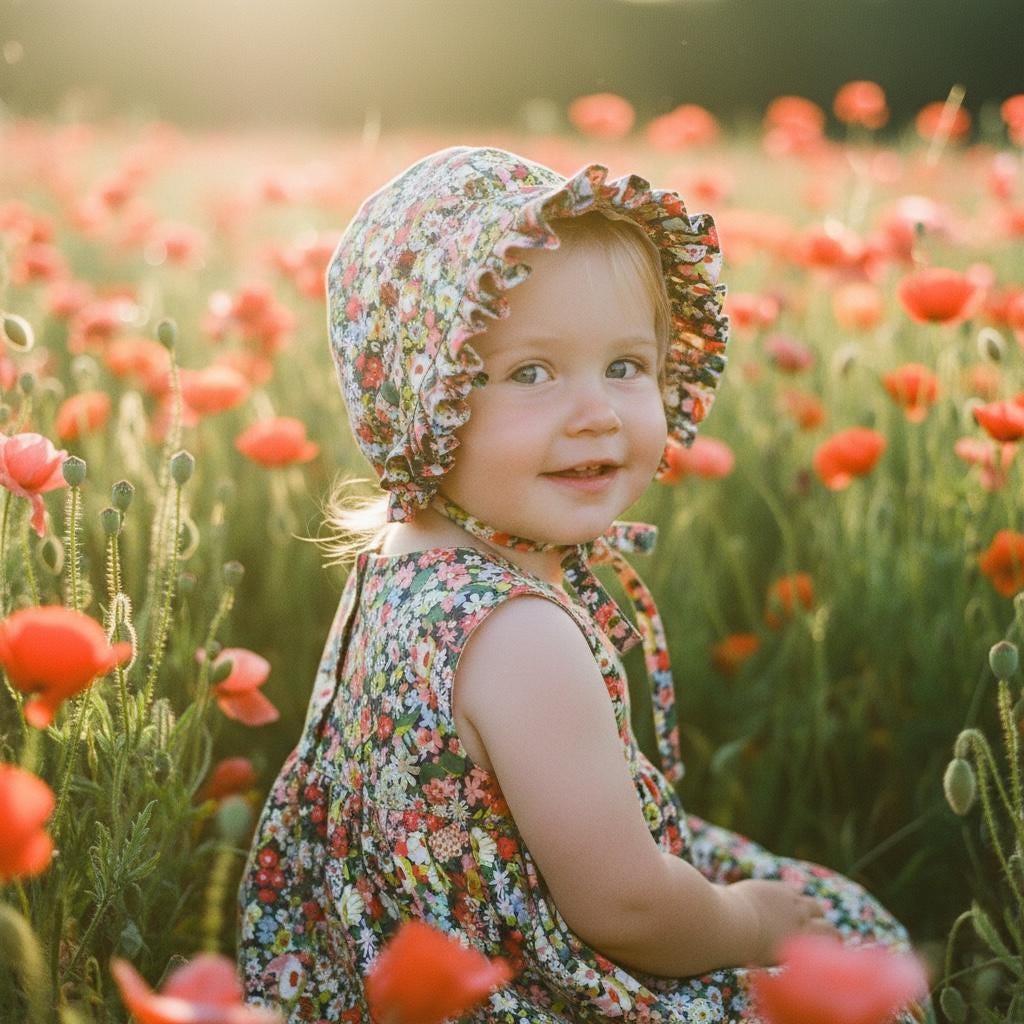 Liberty London Floral Ruffle Bonnet, Reversible Sun Hat