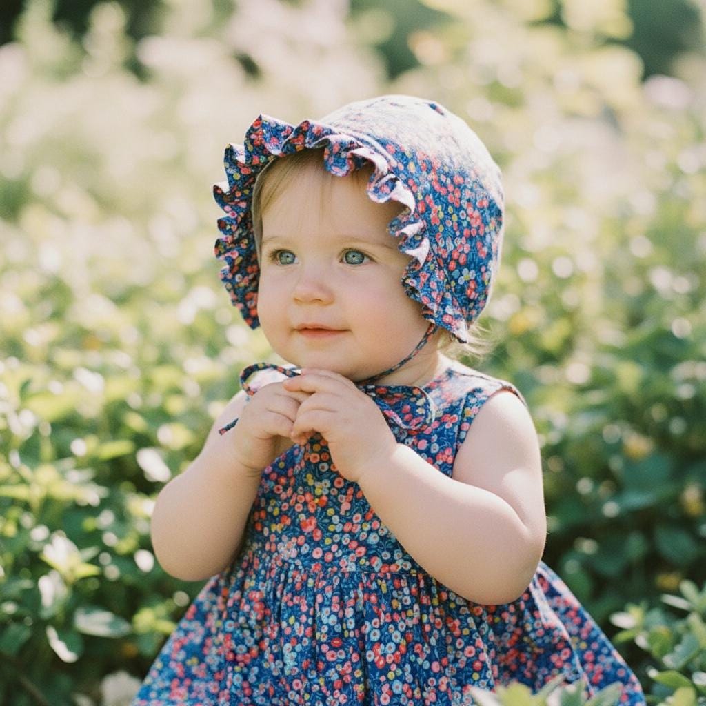 Liberty London Floral Ruffle Bonnet, Handmade Cotton Sun Hat