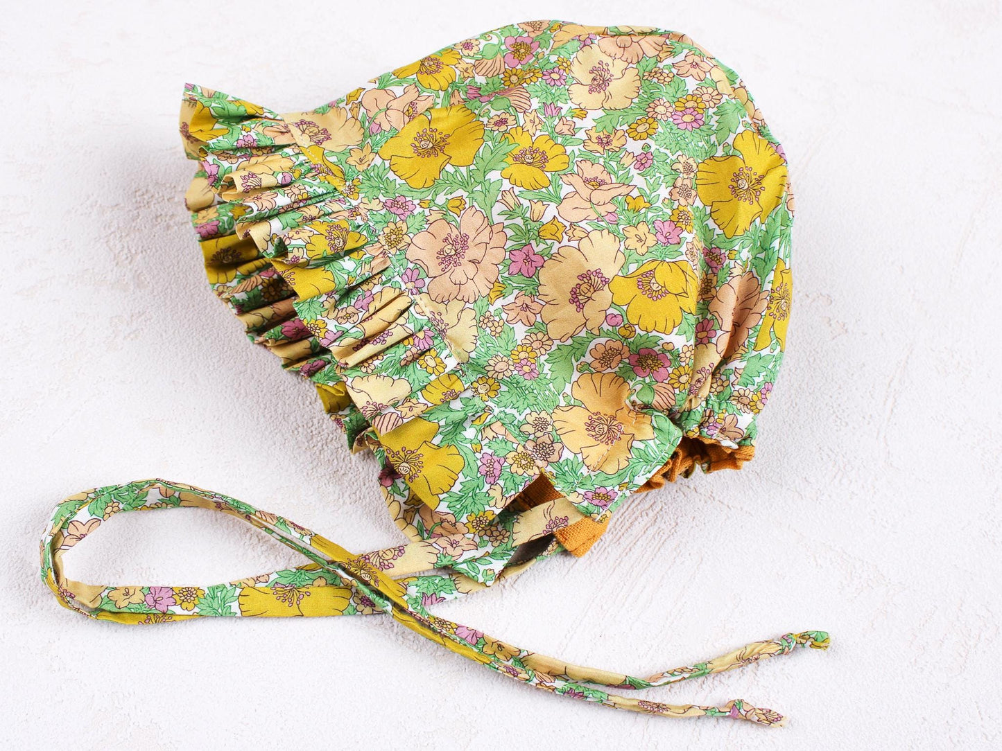 Liberty London Floral Baby Bonnet, Ruffle Brim, Cotton Tana Lawn