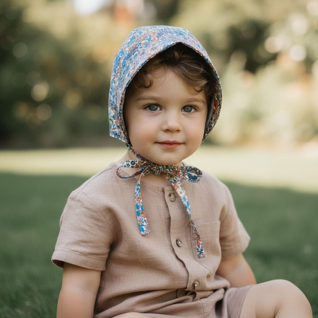 Liberty London Floral Bonnet, Reversible Brimmed Sun Hat, Handmade Cotton