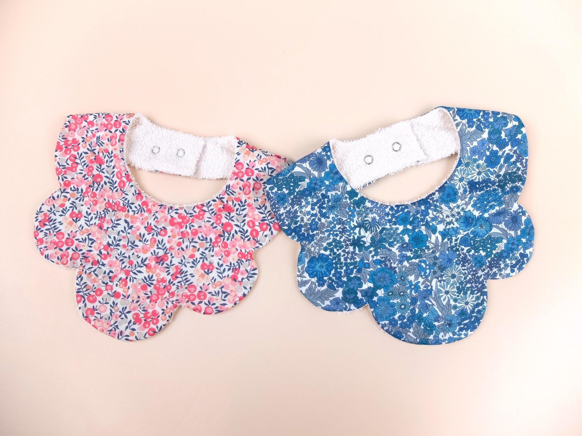 Liberty London Floral Bib Set, Organic Cotton Terry, Scallop Design