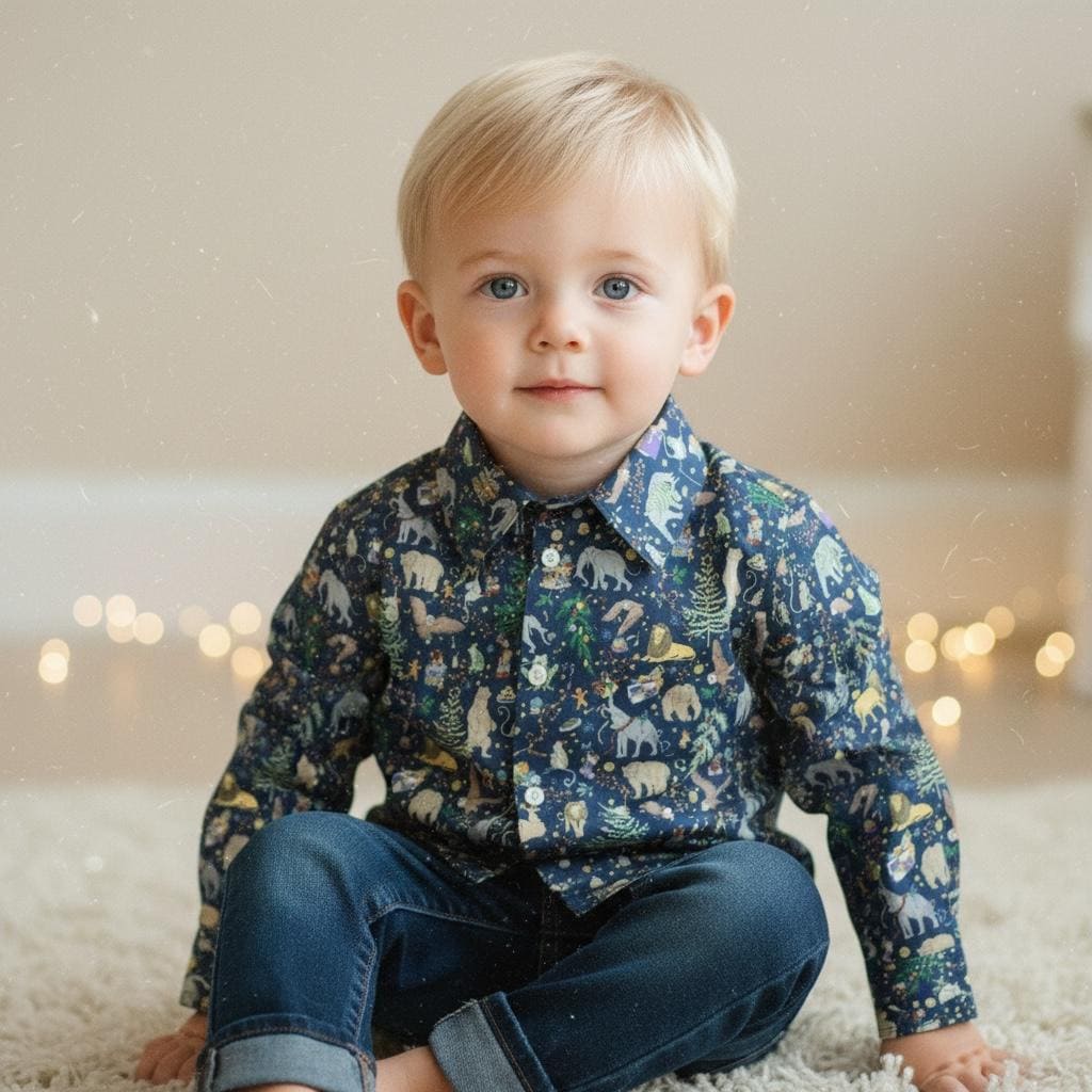 Liberty London Christmas Boy Shirt: Tana Lawn Cotton Long Sleeve